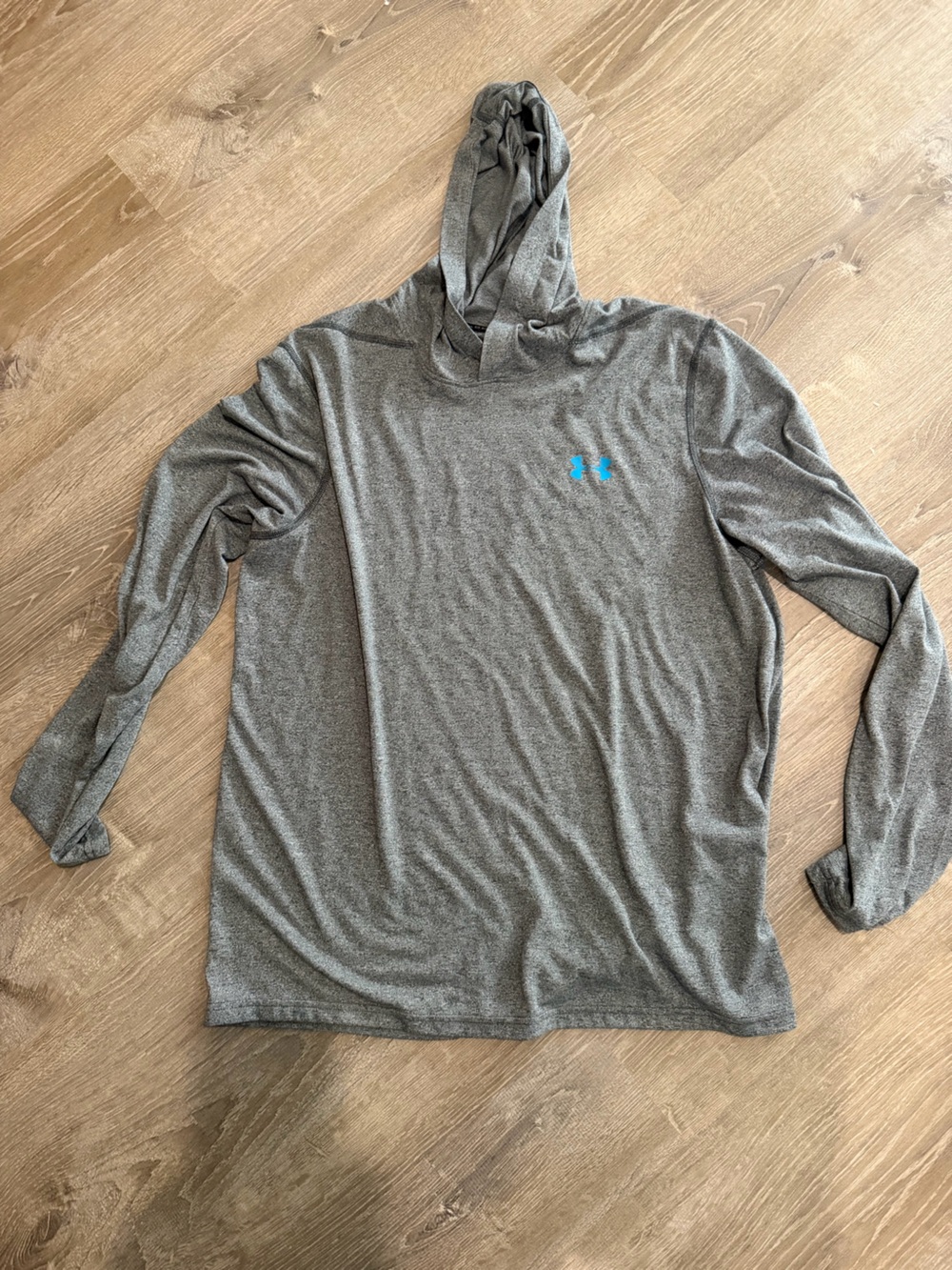 LG Men’s Gray Hooded Long Sleeve Shirt with Blue Logo